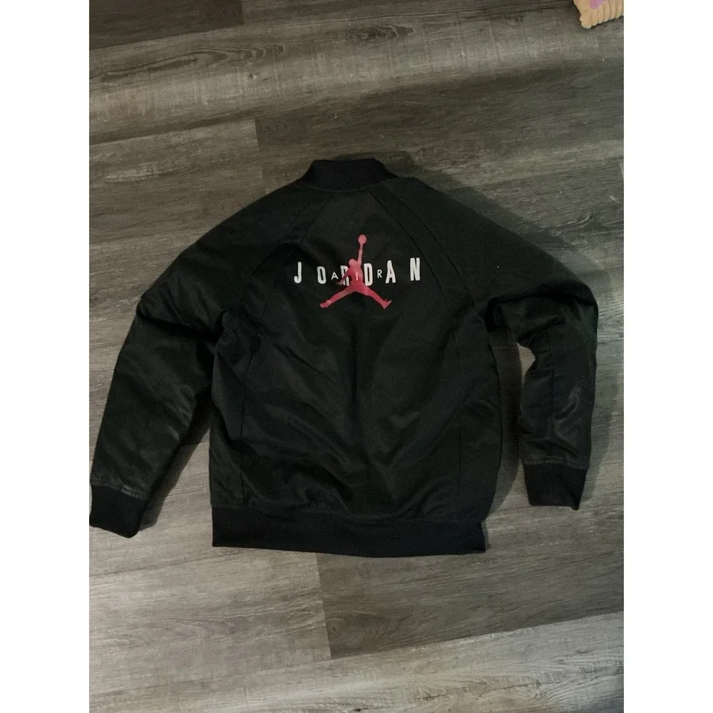 Nike Air Jordan Boys Jumpman Bomber Jacket Youth L Black Full Zip Vtg Y2K